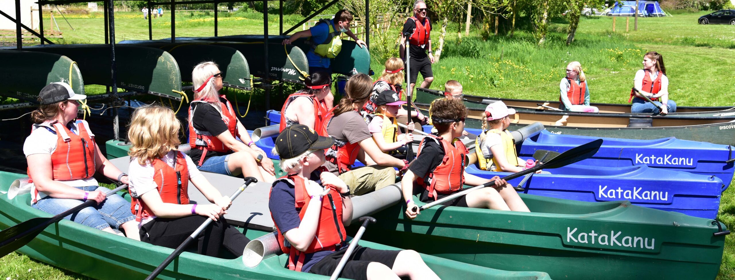 Young people canoeing