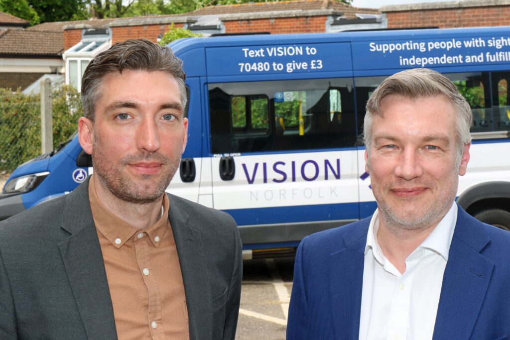 Daniel Childerhouse of NLWAG (left) and Andrew Morter, chief executive of Vision Norfolk