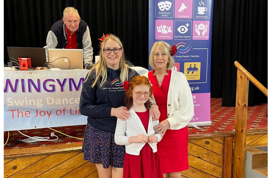 Barry Moody of Swingymabob, Teresa Bell, Rhiannon Kay and Evelyn Bell at the tea dance