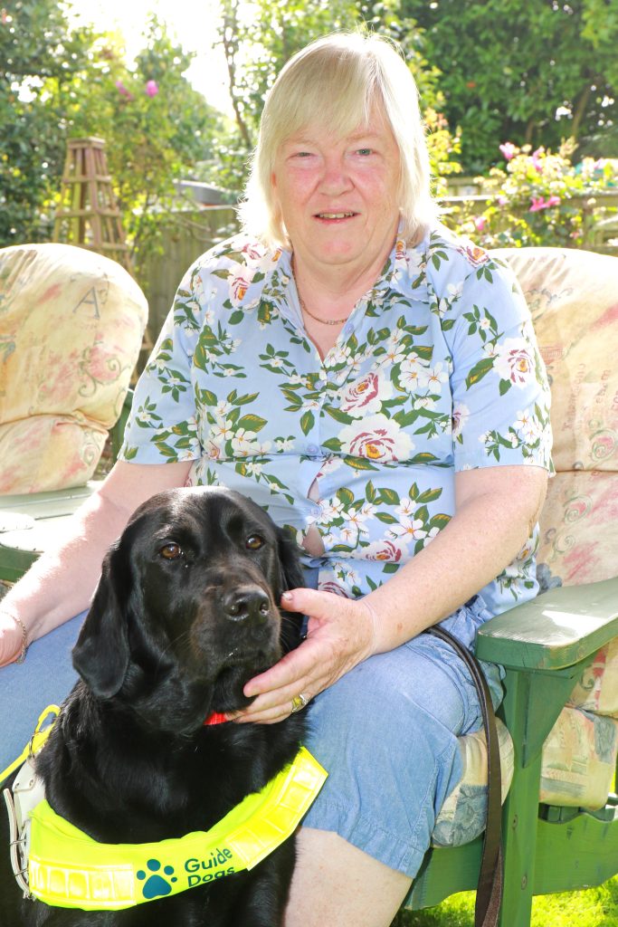 Vision Norfolk Chair Karen Norton with her guide dog Mabel sm