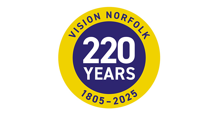 The blue, yellow and white 220 Anniversary logo with the text "Vision Norfolk, 220 Years, 1805-2025".