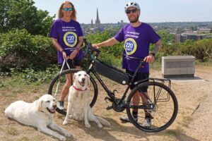 Vision Norfolk staff Barbara Dunn and Chris Linstead launch the charity's 220 Challenge