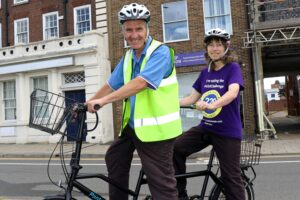 Vision impaired cyclist Miranda Reeves and her husband Robert