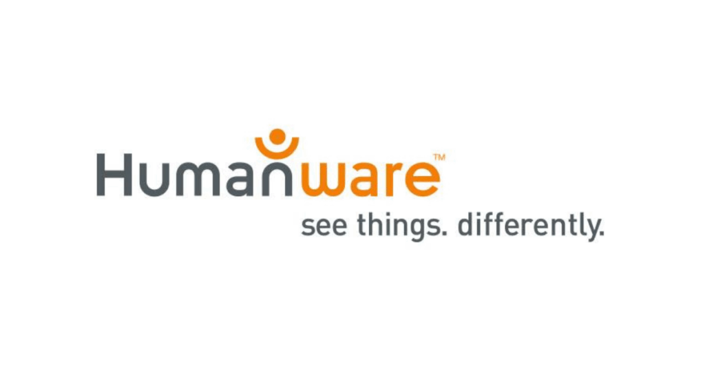 The grey and orange HumanWare logo with the tagline "see things. differently.".