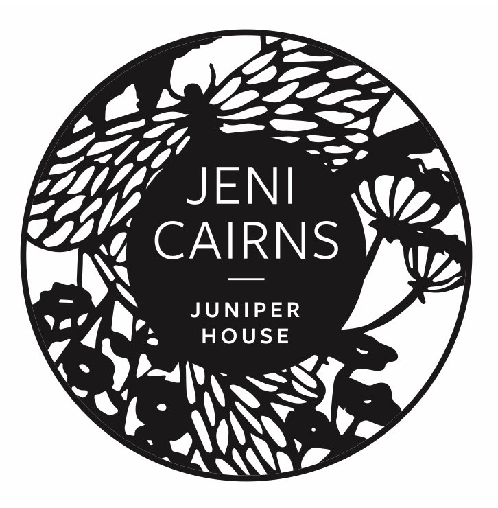 Black and white logo for Jeni Cairns, Juniper House