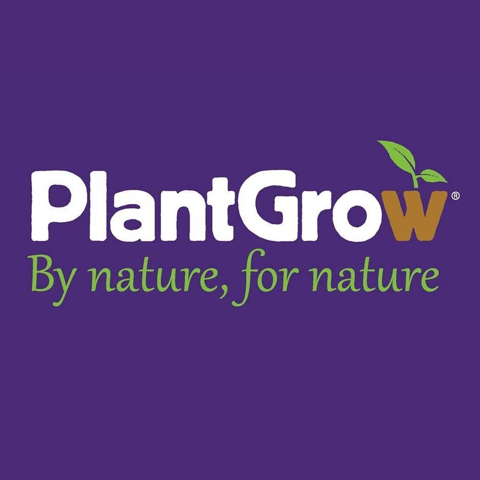 The purple, white, brown and green logo for PlantGrow with the text "PlantGrow, By nature, for nature".