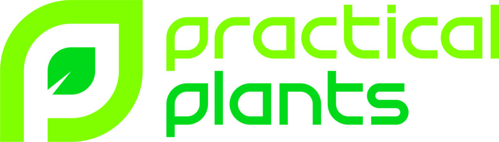 The bright green practical plants logo